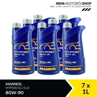 Mannol Hypoid Gear Oil Getriebeöl 80W-90 GL-4/GL-5 LS 7x1 Liter