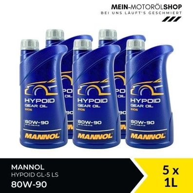 Mannol Hypoid Gear Oil Getriebeöl 80W-90 GL-4/GL-5 LS 5x1 Liter