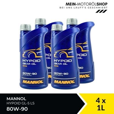 Mannol Hypoid Gear Oil Getriebeöl 80W-90 GL-4/GL-5 LS 4x1 Liter