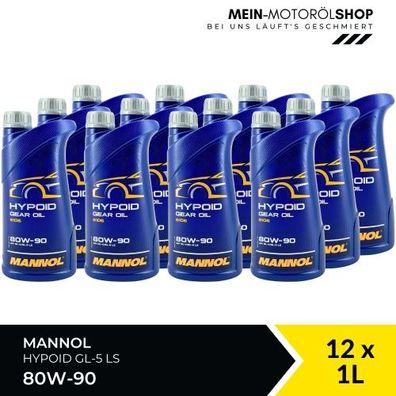 Mannol Hypoid Gear Oil Getriebeöl 80W-90 GL-4/GL-5 LS 12x1 Liter