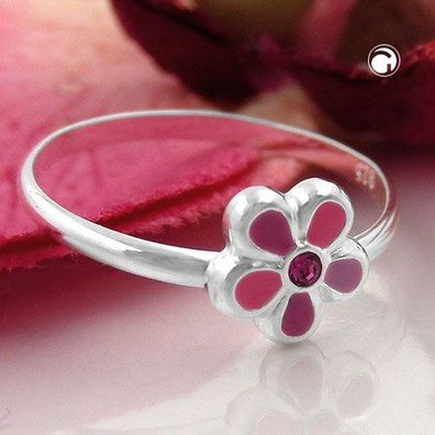 Gr. 44 - Ring Kinderring mit Blume pink Silber 925 Ringgröße 44