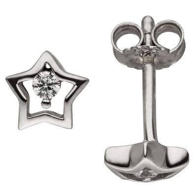 Kinder Ohrstecker Stern 925 Sterling Silber 2 Zirkonia Kinderohrringe