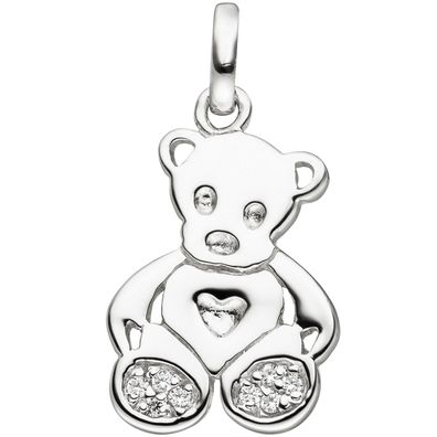 Kinder Anhänger Teddy Teddybär 925 Sterling Silber 8 Zirkonia Kinderanhänger