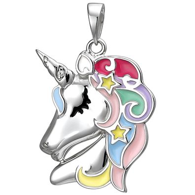 Kinder Anhänger Einhorn 925 Sterling Silber 1 Zirkonia Silberanhänger