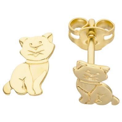 Ohrstecker Katze 333 Gold Gelbgold Ohrringe Goldohrringe Katzenohrringe