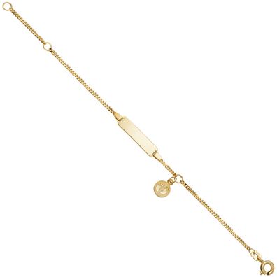 Schildband Babyfüße 333 Gold Gelbgold 14 cm Kinder Gravur ID Armband