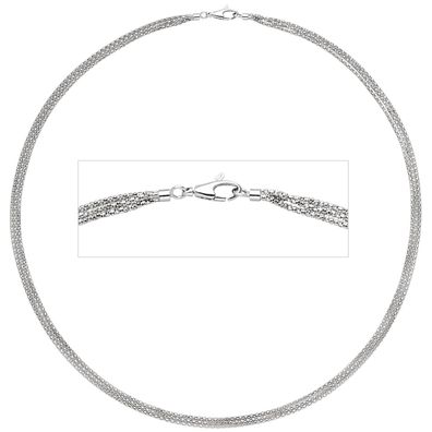 Halskette Popcorn Kette 3-reihig 750 Gold Weißgold 45 cm Goldkette Karabiner