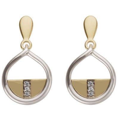 Ohrhänger 585 Gold Weißgold Gelbgold bicolor 6 Diamanten Brillanten 0,02ct
