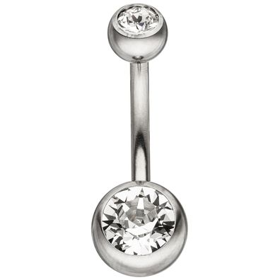 Bauchnabel Piercing Edelstahl mit Kristallsteinen