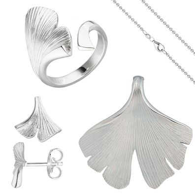 Gr. 52 - Schmuck-Set Ginko 925 Sterling Silber mit Kette 50 cm