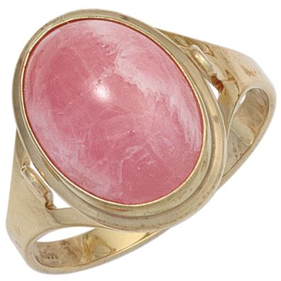 Gr. 50 - Damen Ring 585 Gold Gelbgold 1 Rhodochrosit rosa Goldring