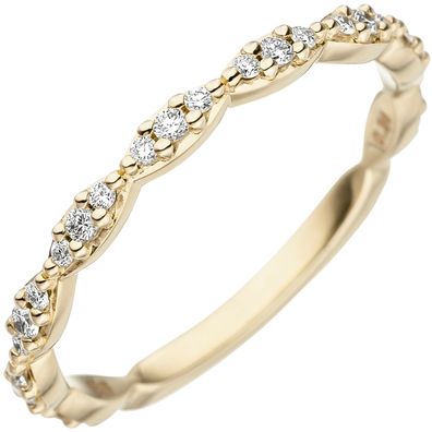 Gr. 50 - Damen Ring 585 Gold Gelbgold 27 Diamanten Brillanten Goldring Diamantri