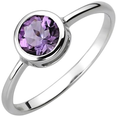 Gr. 50 - Damen Ring 925 Sterling Silber 1 Amethyst lila violett Silberring