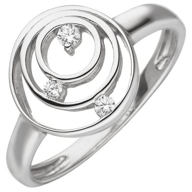 Gr. 50 - Damen Ring 925 Sterling Silber 3 Zirkonia