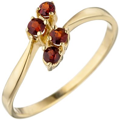 Gr. 54 - Damen Ring 375 Gold Gelbgold 4 Granate rot Goldring Granatring