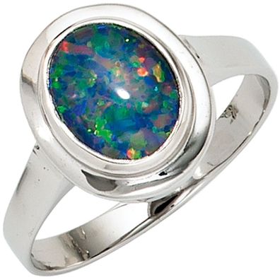 Gr. 54 - Damen Ring 585 Gold Weißgold 1 Opal-Triplette Weißgoldring Opalring