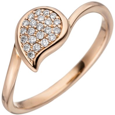Gr. 54 - Damen Ring 585 Gold Rotgold 22 Diamanten Brillanten Diamantring Rotgold