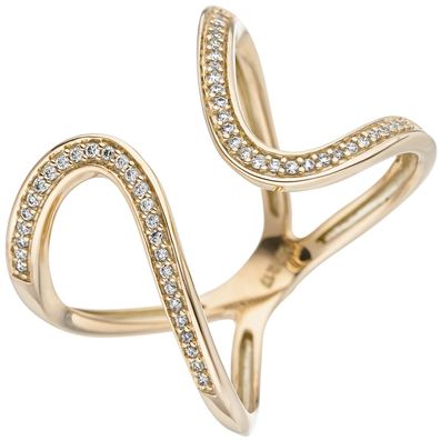 Gr. 54 - Damen Ring 585 Gold Gelbgold 55 Diamanten Brillanten Goldring Diamantri