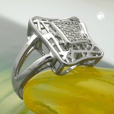 Gr. 54 - Ring 16mm mit vielen Zirkonias glänzend rhodiniert Silber 925 Ringgröße