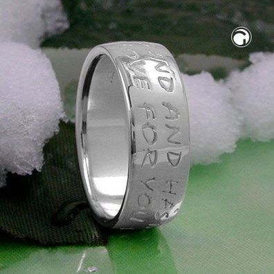 Gr. 54 - Ring 8mm mit Prägung LOVE HAS NO END Silber 925 Ringgröße 54