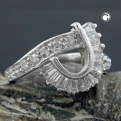 Gr. 54 - Ring 14mm mit vielen Zirkonias glänzend rhodiniert Silber 925 Ringgröße