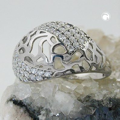 Gr. 55 - Ring 13mm mit vielen Zirkonias glänzend Silber 925 Ringgröße 55