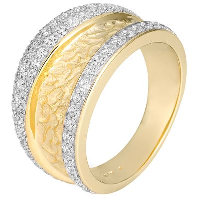 Gr. 58 - Damen Ring 585 Gold bicolor 77 Diamanten Brillanten Goldring