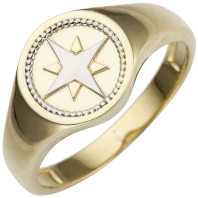 Gr. 58 - Damen Ring 585 Gold Gelbgold bicolor Goldring
