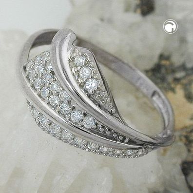 Gr. 58 - Ring 11mm mit vielen Zirkonias glänzend rhodiniert Silber 925 Ringgröße
