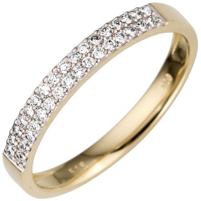 Gr. 60 - Damen Ring 585 Gold Gelbgold 33 Diamanten Brillanten Goldring