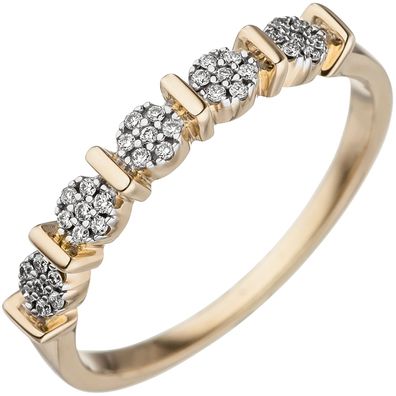 Gr. 60 - Damen Ring 585 Gold Gelbgold 35 Diamanten Brillanten Goldring Diamantri