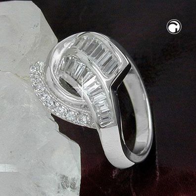 Gr. 60 - Ring 17mm mit vielen Zirkonias glänzend rhodiniert Silber 925 Ringgröße