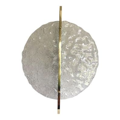 Italian Wall Light in Transparent Murano Glass Disc and Brass Metal Frame by SimoEng