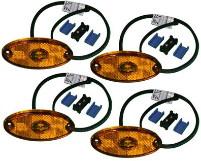 4 x Aspöck Begrenzungsleuchte Flatpoint 2 LED Gelb 0,5 m Kabel incl. DC-Verbinder!!