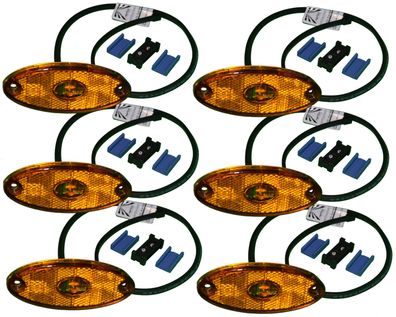 6 x Aspöck Begrenzungsleuchte Flatpoint 2 LED Gelb 0,5 m Kabel incl. DC-Verbinder!!