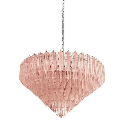 Vintage 1970s Pink "Quadriedro" Murano Glass Chandelier by SimoEng