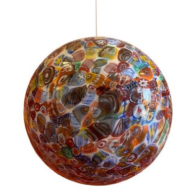 Contempoarary Murrine Sphere in Murano Style Glass With Multicolored Murrine -SimoEng