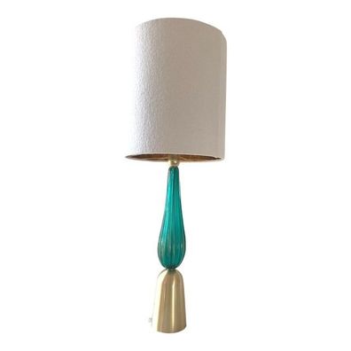 Contemporary Sea-Green Murano Glass Table Lamp With Shade by SimoEng