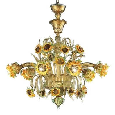 Contemporary Venetian Sunflowers Murano Glass Chandelier by SimoEng