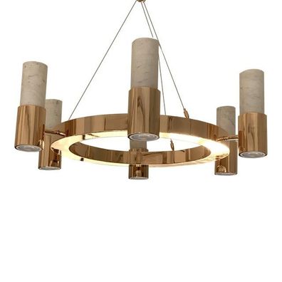 Contemporary Carrara Marble Gold Ring Chandelier by SimoEng