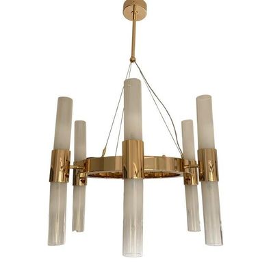 Contemporary Gold Ring Chandelier With Gradient White Glass by SimoEng