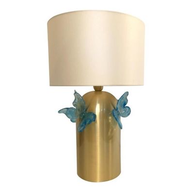 Contemporary Light-Blue Butterfly Murano Glass Table Lamp by SimoEng