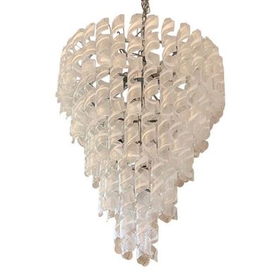 Transparent and White “Ricci” Murano Glass Chandelier by SimoEng