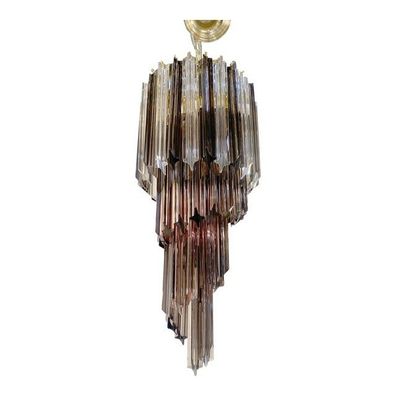 Smoked and Clear "Quadriedro" Cascade Chandelier Murano Glass by SimoEng