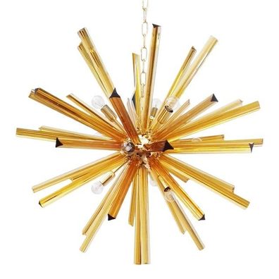 Contemporary Sputnik Amber “Triedro” Murano Glass Chandelier by SimoEng