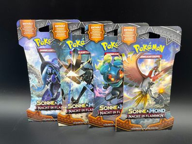 Pokemon Booster Set] Nacht in Flammen Deutsch Sleeved Booster Artset (4 Stück)