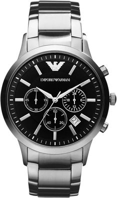 Emporio Armani AR2434 Renato 43mm Schwarz Herrenuhr NEU