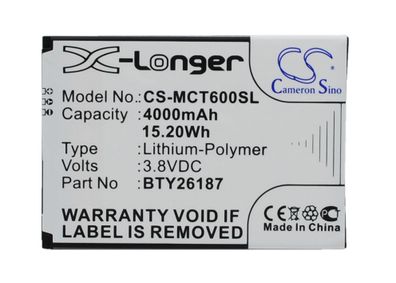 Ersatzakku - CS-MCT600SL - Mobistel Cynus T6 / BTY26187 - 3,8 Volt 4000mAh Li-Polymer