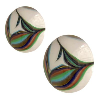 Contemporary Multicolored Reeds White Murano Glass Wall Sconce Lot of 2