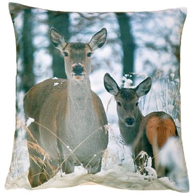 Kissenbezug Winter 40x40 Rehe Kissenhülle Weich Dekokissen Weihnachten Wald Sofa